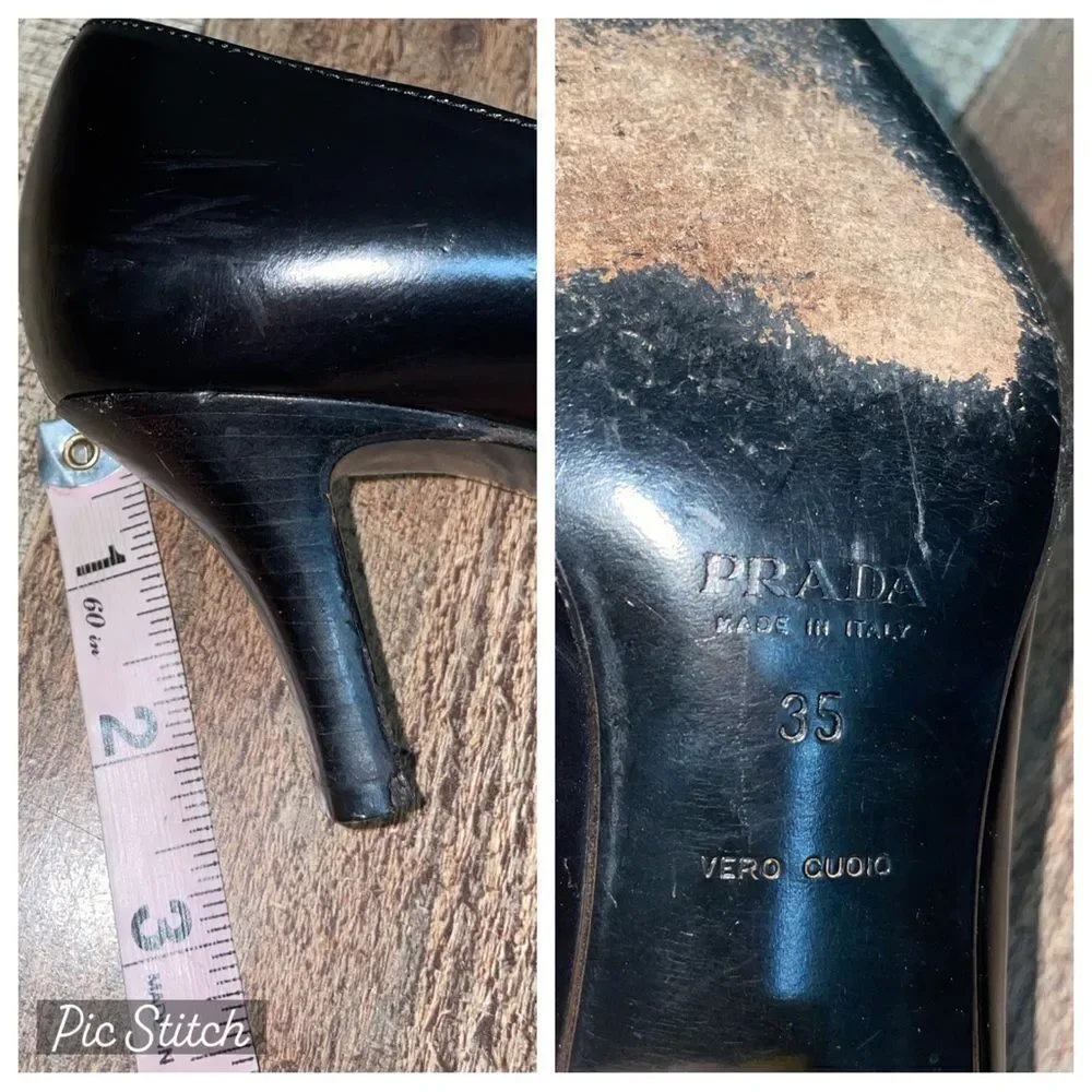 Prada square toe black pumps heels - Picture 6 of 11